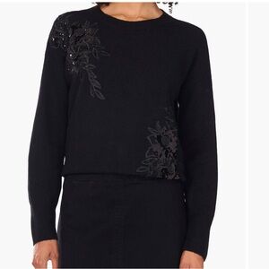 Vince Camuto Sequin Beaded Embroidered Sweater – Black – Size L - Worn once